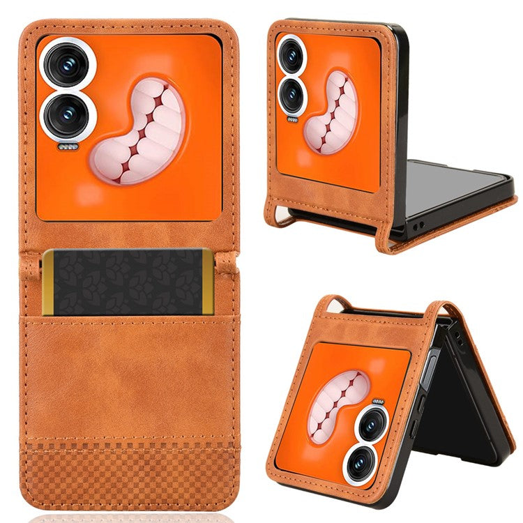 For Infinix Zero Flip 5G X6962 Case Retro Texture Leather+PC Phone Cover with Card Slot - Brown