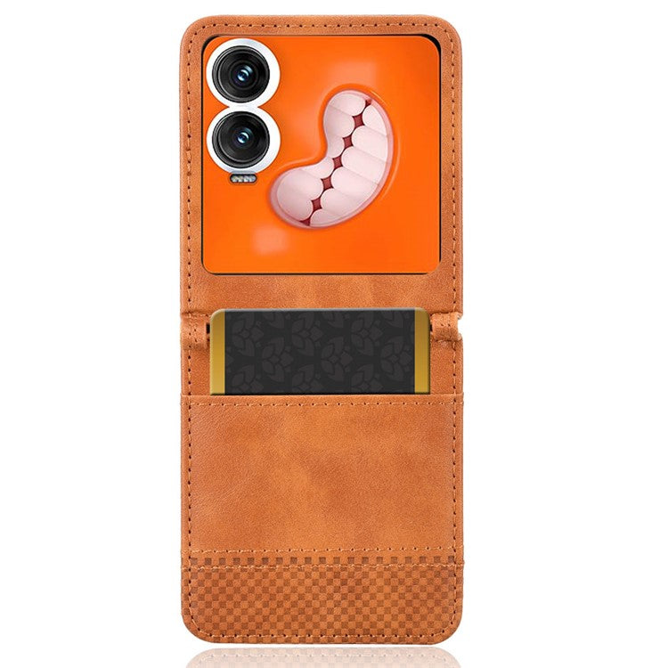 For Infinix Zero Flip 5G X6962 Case Retro Texture Leather+PC Phone Cover with Card Slot - Brown