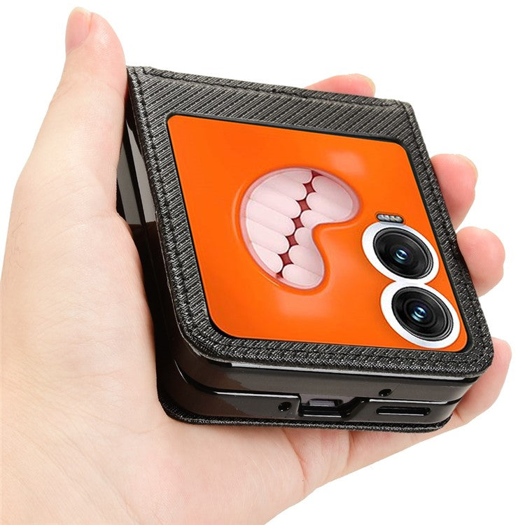 For Infinix Zero Flip 5G X6962 Case PU Leather Diamond Texture Phone Cover - Black