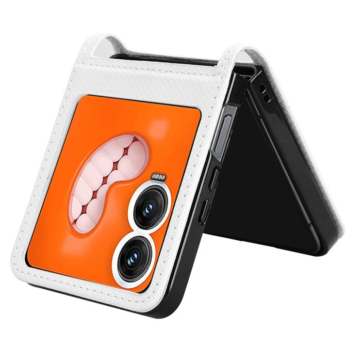 For Infinix Zero Flip 5G X6962 Case PU Leather Diamond Texture Phone Cover - White