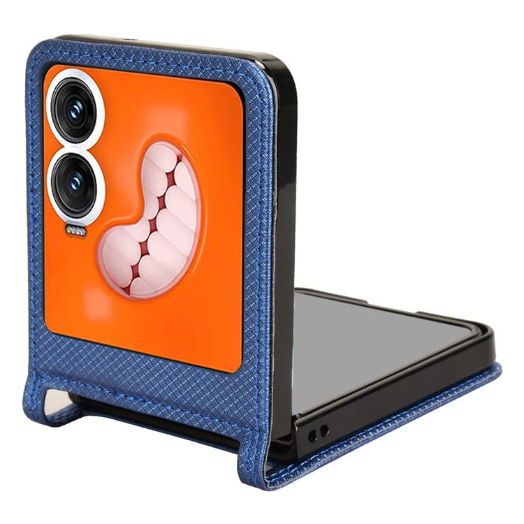 For Infinix Zero Flip 5G X6962 Case PU Leather Diamond Texture Phone Cover - Blue