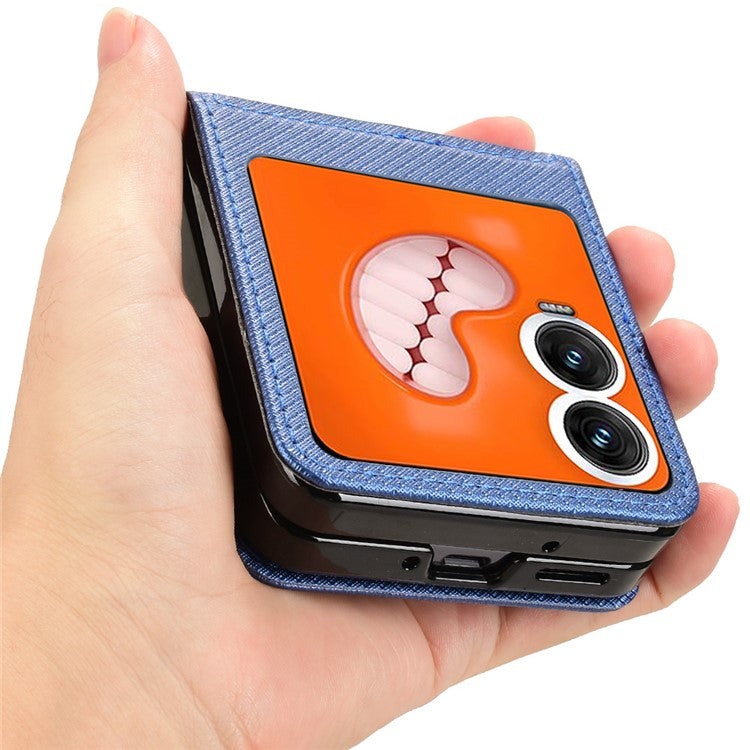 For Infinix Zero Flip 5G X6962 Case PU Leather Diamond Texture Phone Cover - Blue