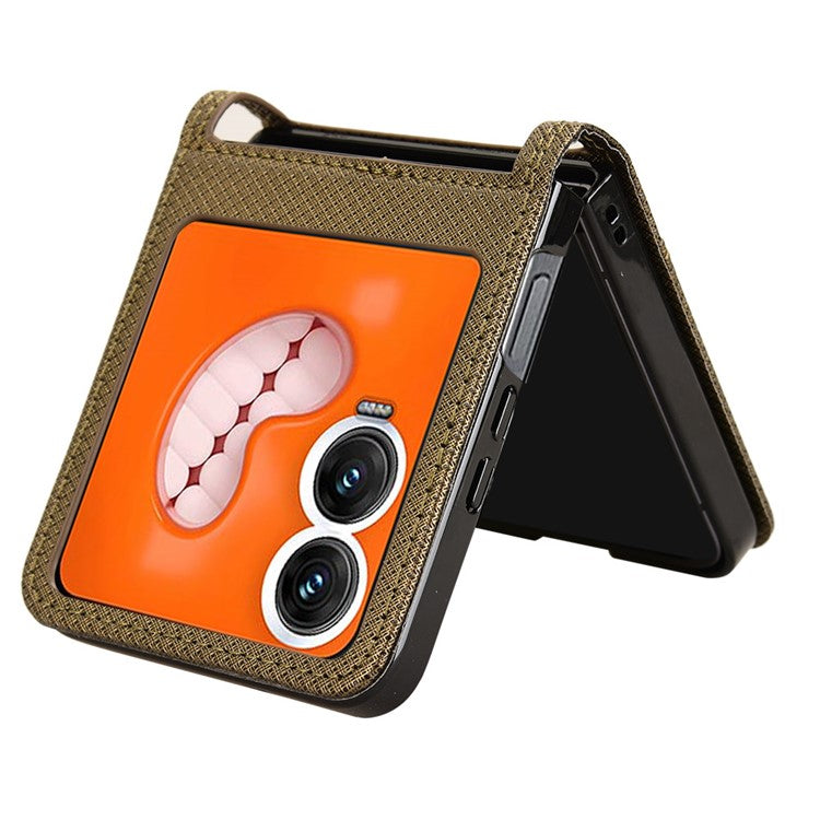 For Infinix Zero Flip 5G X6962 Case PU Leather Diamond Texture Phone Cover - Brown