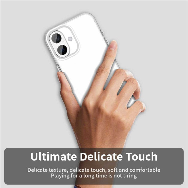 For iPhone 16 Case PC+TPU+PET Matte Anti-Drop Phone Back Cover - White