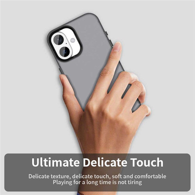 For iPhone 16 Case PC+TPU+PET Matte Anti-Drop Phone Back Cover - Black