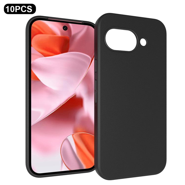 10Pcs / Pack For Google Pixel 9a Case Anti-Fingerprint Soft TPU Protective Cover - Black