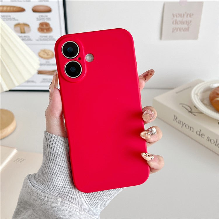 For iPhone 16 Phone Back Case Scratch Resistant Silicone Mobile Cover - Red