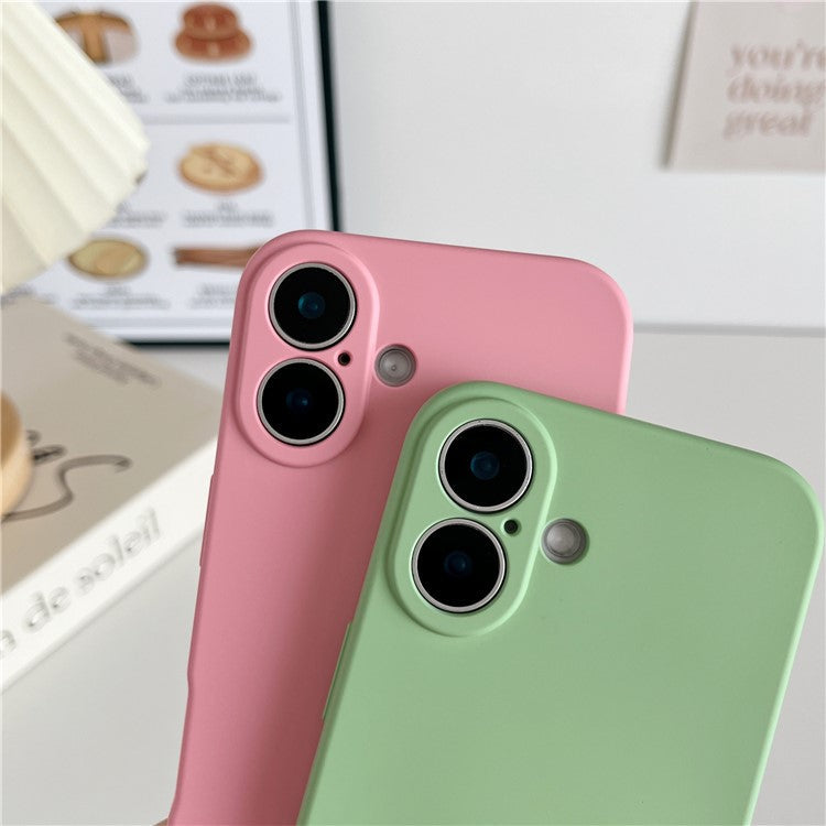 For iPhone 16 Plus Phone Back Case Scratch Resistant Silicone Mobile Cover - Camellia Red