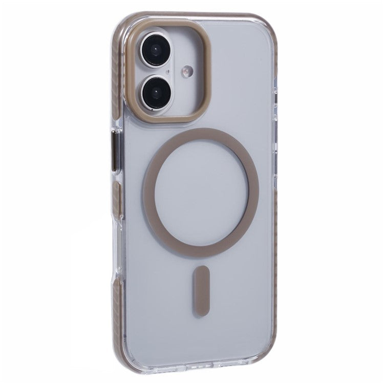 For iPhone 16 Plus Clear Case Compatible with MagSafe TPU+PC Back Cover - Brown