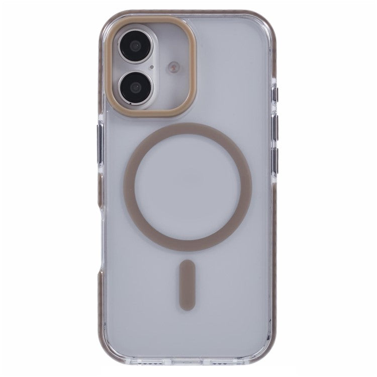 For iPhone 16 Plus Clear Case Compatible with MagSafe TPU+PC Back Cover - Brown
