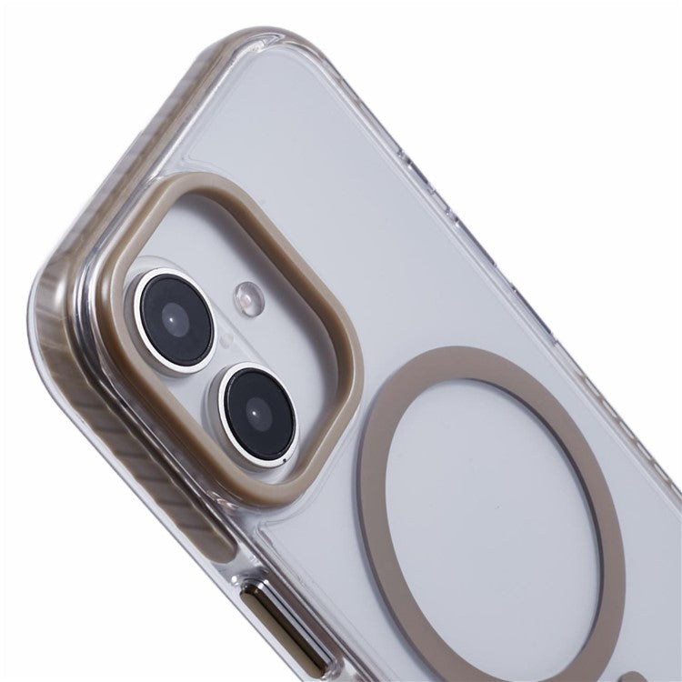 For iPhone 16 Plus Clear Case Compatible with MagSafe TPU+PC Back Cover - Brown