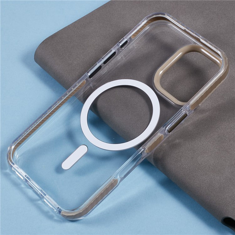 For iPhone 16 Plus Clear Case Compatible with MagSafe TPU+PC Back Cover - Brown