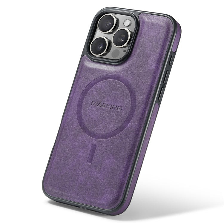 MAGKING K1 Series For iPhone 16 Pro Magnetic Case PC+TPU+PU Leather Phone Cover - Purple