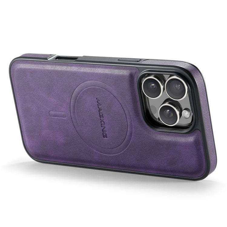 MAGKING K1 Series For iPhone 16 Pro Magnetic Case PC+TPU+PU Leather Phone Cover - Purple