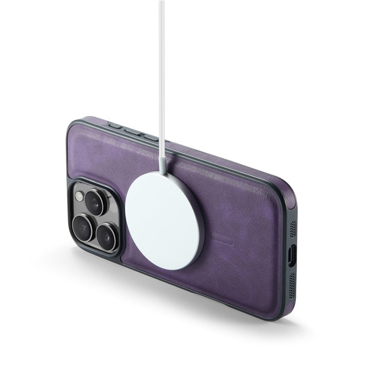 MAGKING K1 Series For iPhone 16 Pro Magnetic Case PC+TPU+PU Leather Phone Cover - Purple