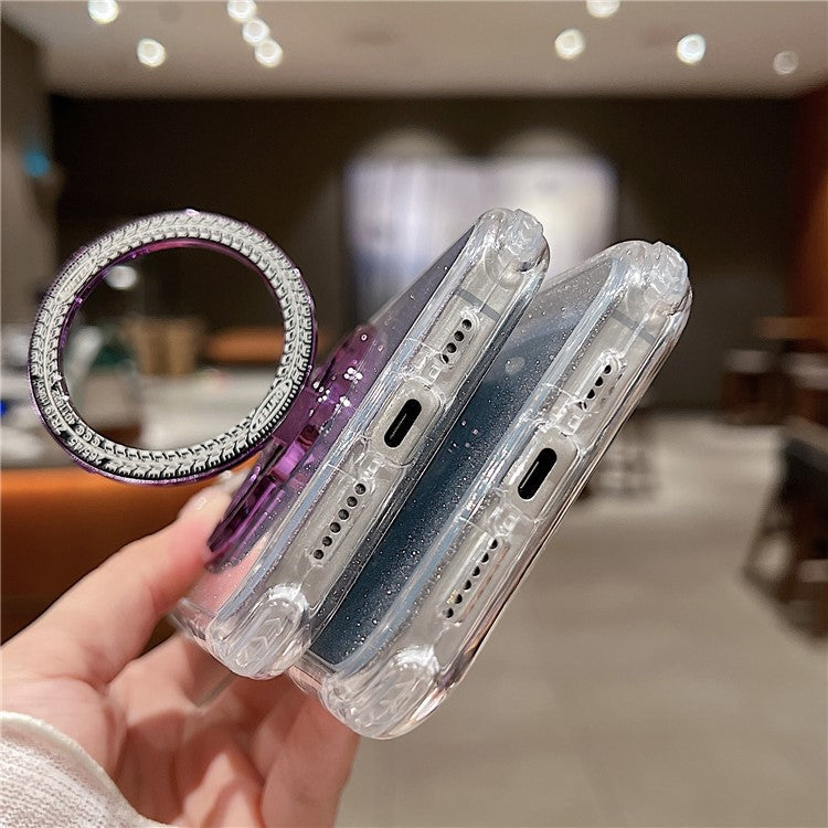 For iPhone 16 Case Compatible with MagSafe Gyro Design Glitter PC + TPU Phone Cover - Black