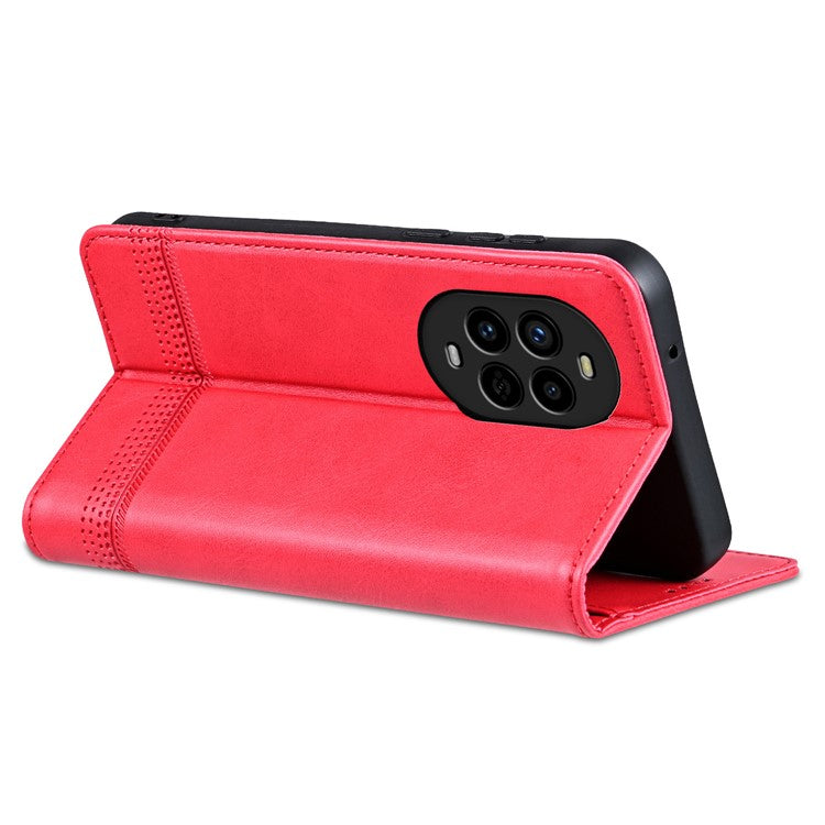 AZNS For Huawei nova 13 Pro 5G Case Cowhide Texture PU Leather Wallet Phone Cover - Red