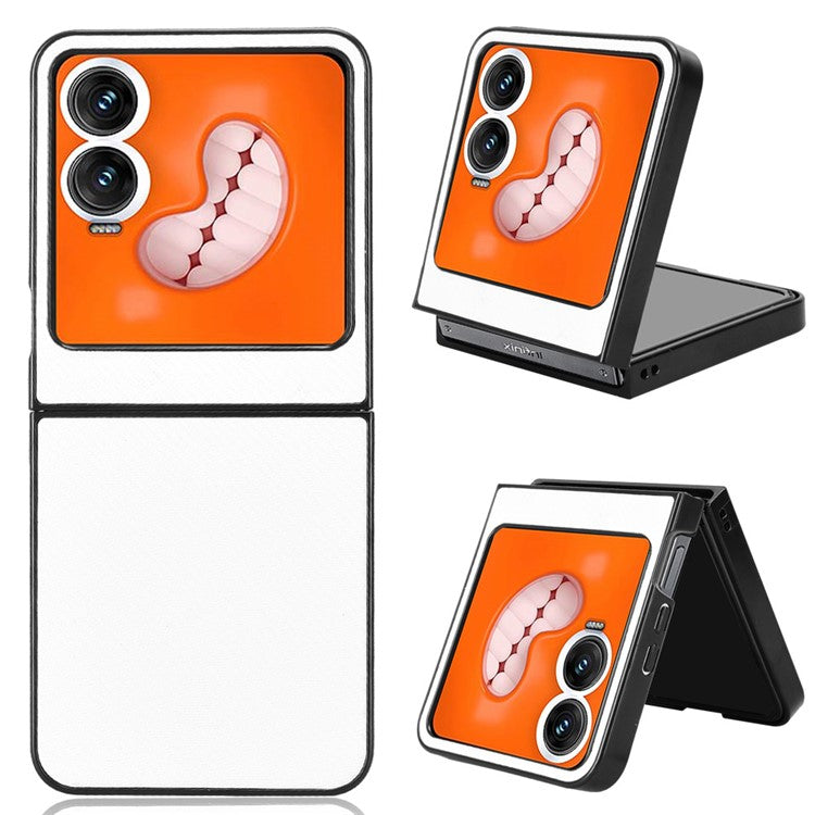 For Infinix Zero Flip 5G Case Carbon Fiber Texture Shockproof PU+PC Phone Cover - White