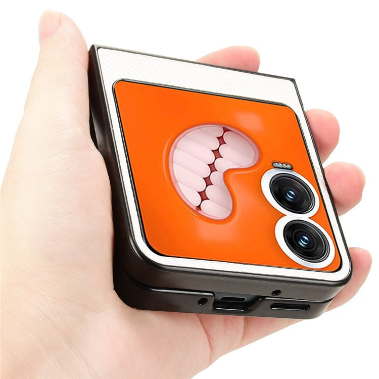 For Infinix Zero Flip 5G Case Carbon Fiber Texture Shockproof PU+PC Phone Cover - White