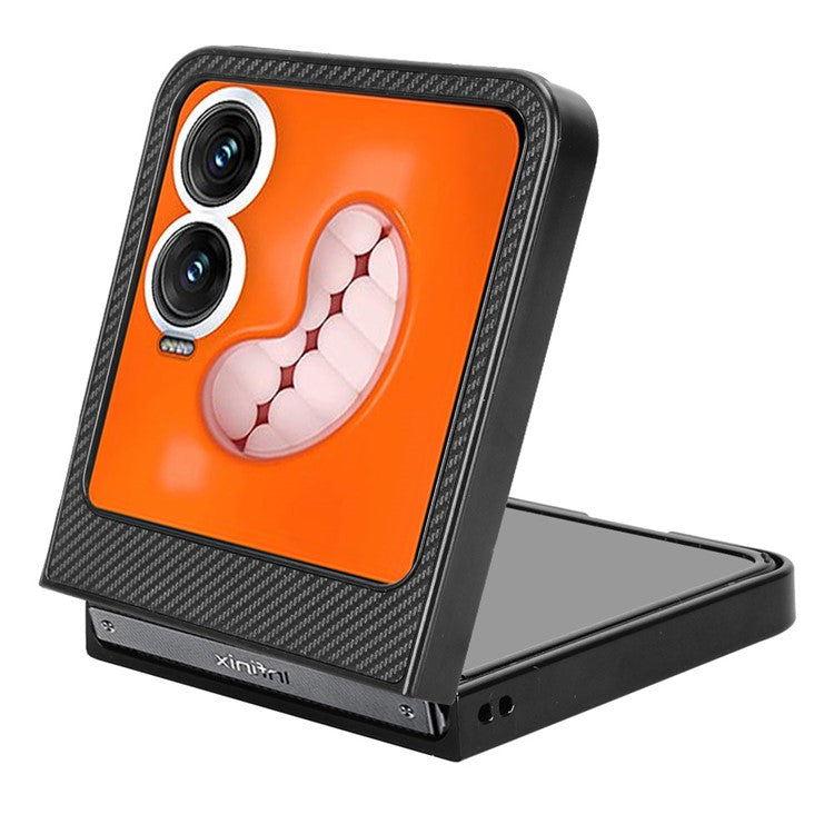 For Infinix Zero Flip 5G Case Carbon Fiber Texture Shockproof PU+PC Phone Cover - Black