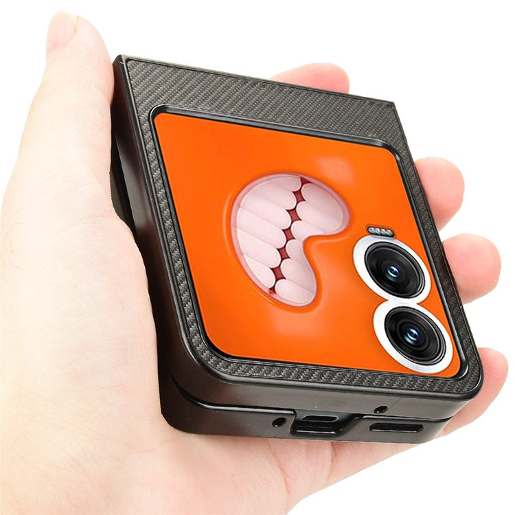 For Infinix Zero Flip 5G Case Carbon Fiber Texture Shockproof PU+PC Phone Cover - Black