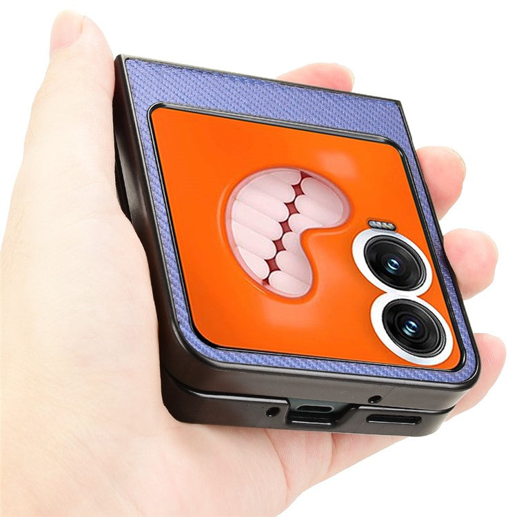 For Infinix Zero Flip 5G Case Carbon Fiber Texture Shockproof PU+PC Phone Cover - Blue