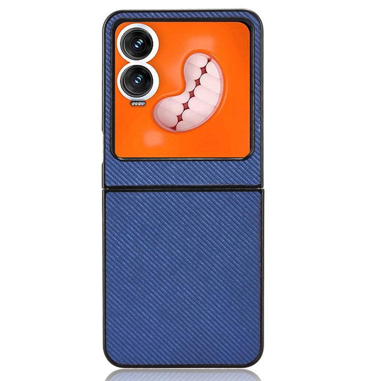 For Infinix Zero Flip 5G Case Carbon Fiber Texture Shockproof PU+PC Phone Cover - Blue