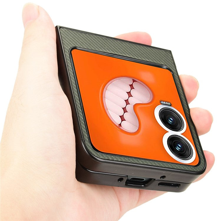 For Infinix Zero Flip 5G Case Carbon Fiber Texture Shockproof PU+PC Phone Cover - Green