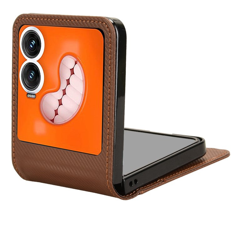 For Infinix Zero Flip 5G Case PU Leather+PC Card Holder Mobile Phone Cover - Brown