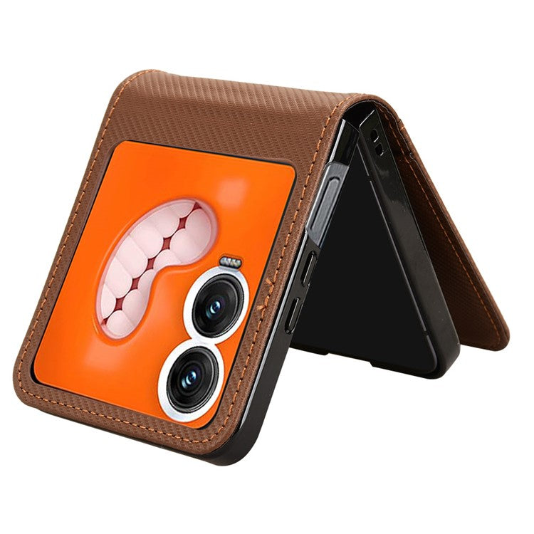 For Infinix Zero Flip 5G Case PU Leather+PC Card Holder Mobile Phone Cover - Brown