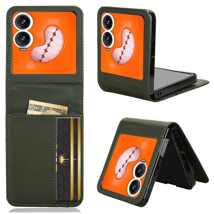 For Infinix Zero Flip 5G Case PU Leather+PC Card Holder Mobile Phone Cover - Green