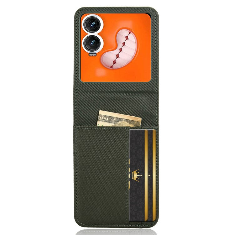 For Infinix Zero Flip 5G Case PU Leather+PC Card Holder Mobile Phone Cover - Green