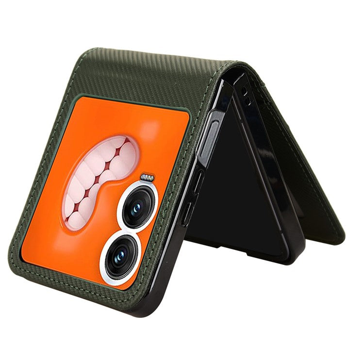 For Infinix Zero Flip 5G Case PU Leather+PC Card Holder Mobile Phone Cover - Green