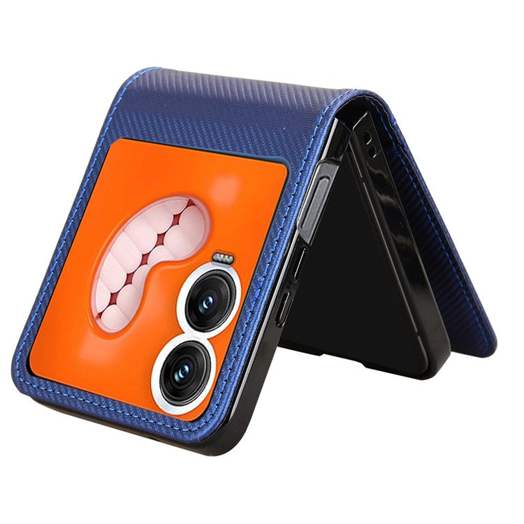 For Infinix Zero Flip 5G Case PU Leather+PC Card Holder Mobile Phone Cover - Blue