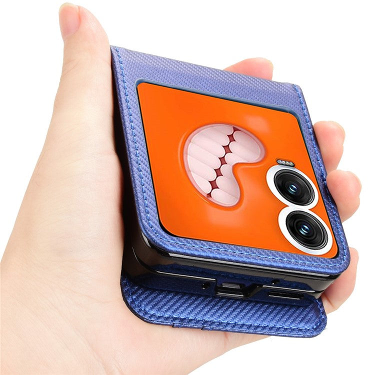 For Infinix Zero Flip 5G Case PU Leather+PC Card Holder Mobile Phone Cover - Blue