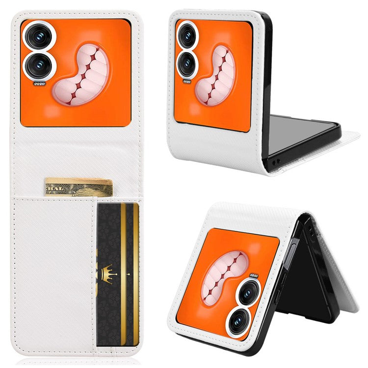 For Infinix Zero Flip 5G Case PU Leather+PC Card Holder Mobile Phone Cover - White