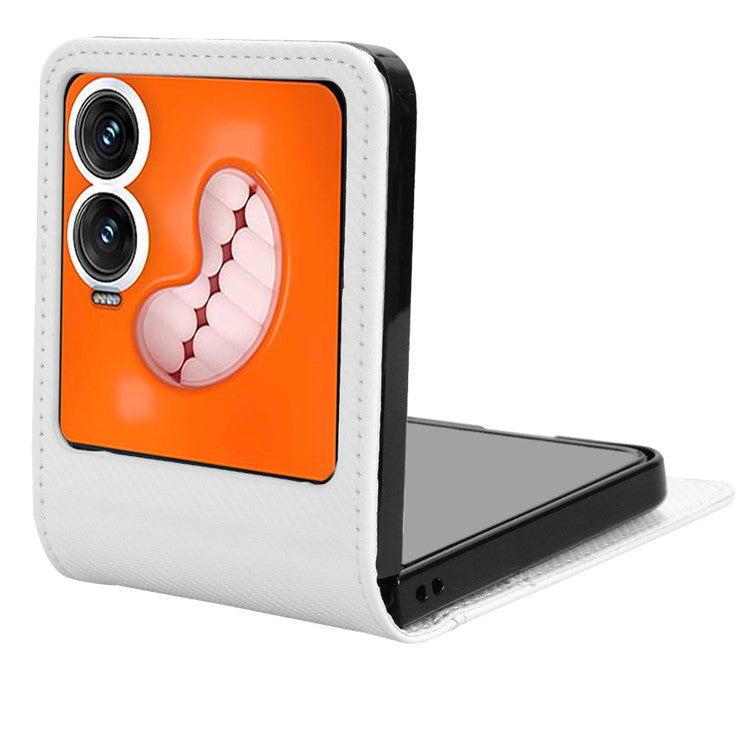 For Infinix Zero Flip 5G Case PU Leather+PC Card Holder Mobile Phone Cover - White