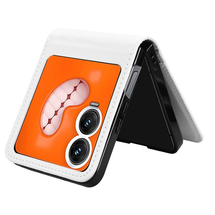 For Infinix Zero Flip 5G Case PU Leather+PC Card Holder Mobile Phone Cover - White