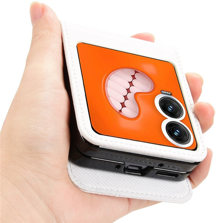 For Infinix Zero Flip 5G Case PU Leather+PC Card Holder Mobile Phone Cover - White