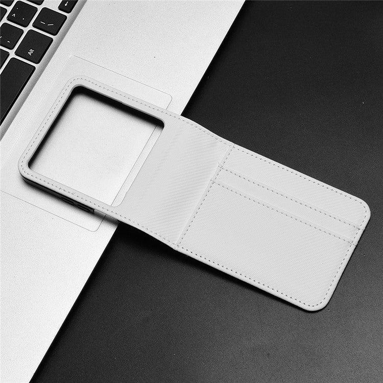 For Infinix Zero Flip 5G Case PU Leather+PC Card Holder Mobile Phone Cover - White