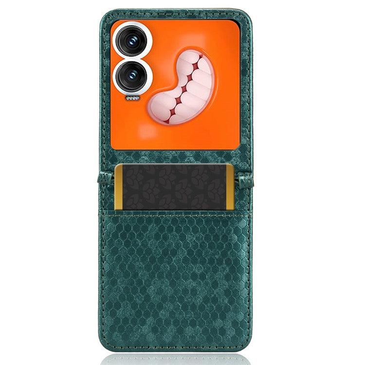For Infinix Zero Flip 5G Case Dot Pattern Imprint PU Leather Coated PC Phone Cover with Card Holder - Green