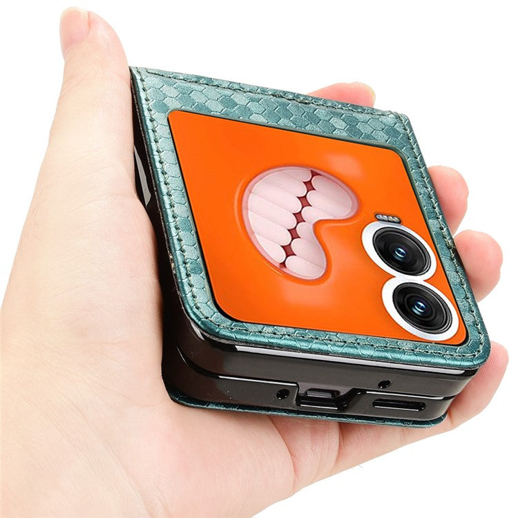 For Infinix Zero Flip 5G Case Dot Pattern Imprint PU Leather Coated PC Phone Cover with Card Holder - Green