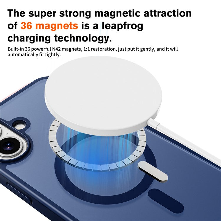 For iPhone 16 Magnetic Case Compatible with MagSafe TPU+PC Phone Cover - Blue