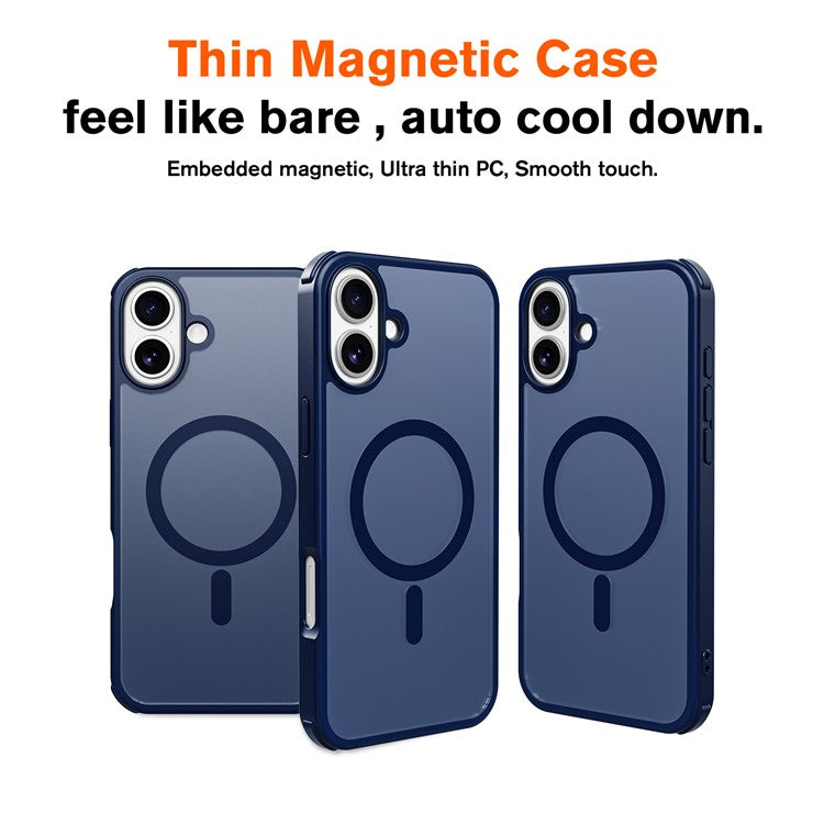 For iPhone 16 Magnetic Case Compatible with MagSafe TPU+PC Phone Cover - Blue