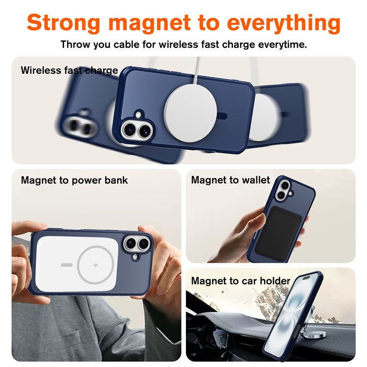 For iPhone 16 Magnetic Case Compatible with MagSafe TPU+PC Phone Cover - Blue