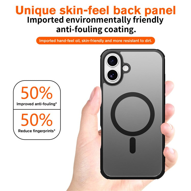 For iPhone 16 Magnetic Case Compatible with MagSafe TPU+PC Phone Cover - Black