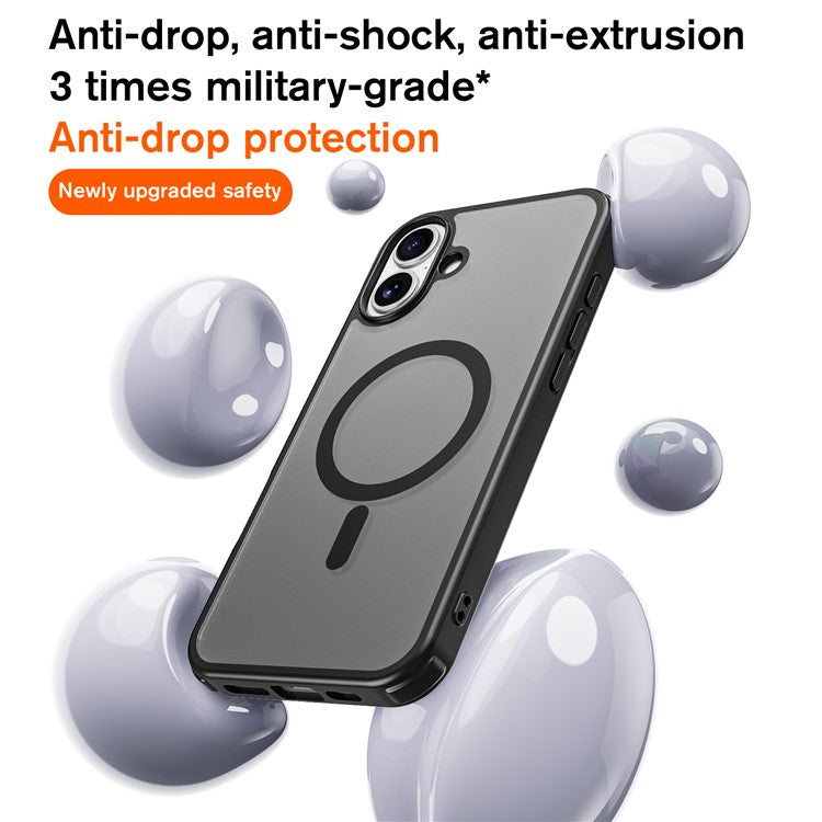 For iPhone 16 Magnetic Case Compatible with MagSafe TPU+PC Phone Cover - Black