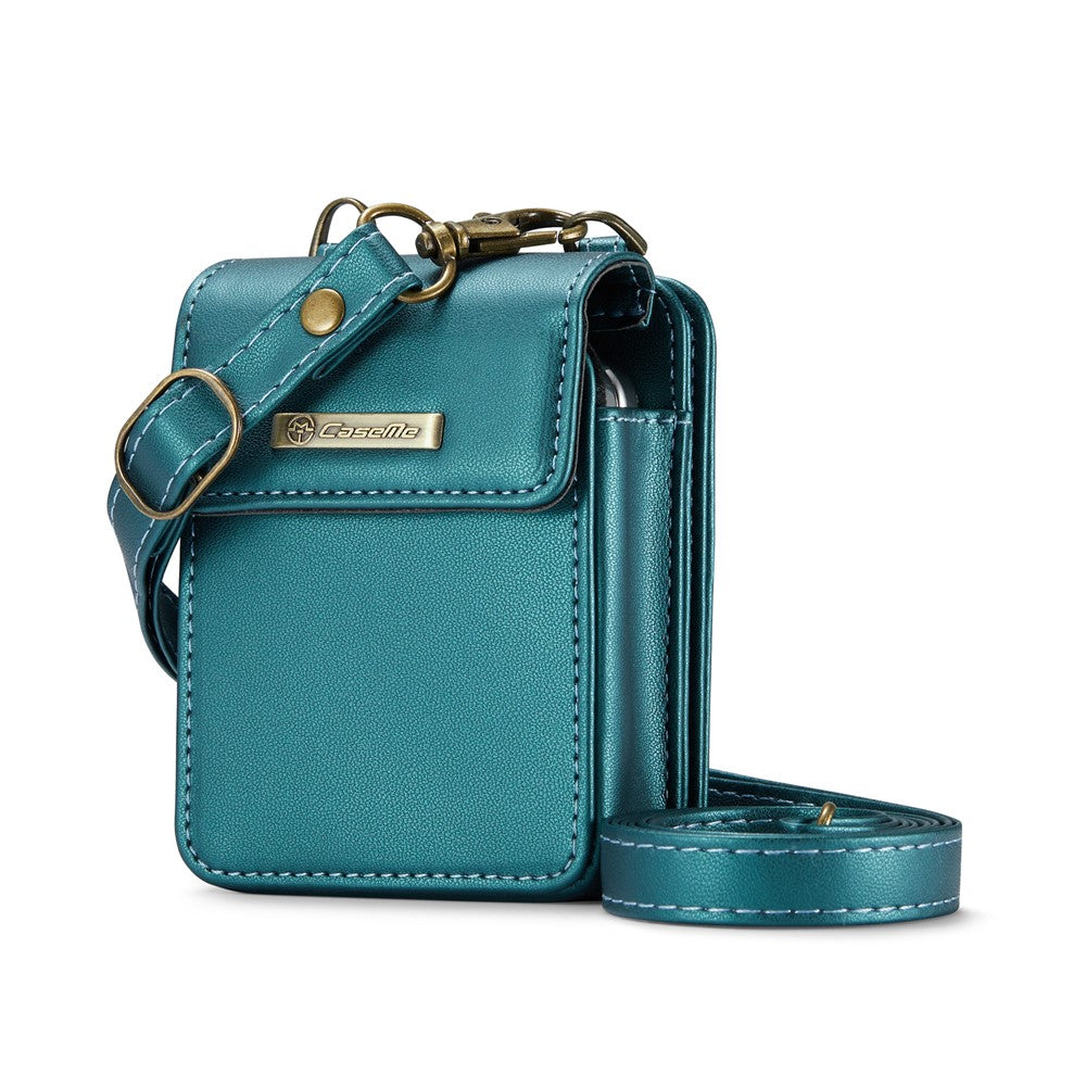 For Samsung Galaxy Z Flip7 FE 5G / Z Flip7 5G / Z Flip6 5G / Z Flip5 5G Leather Mobile Phone Bag RFID Blocking Wallet Pouch with Strap - Green