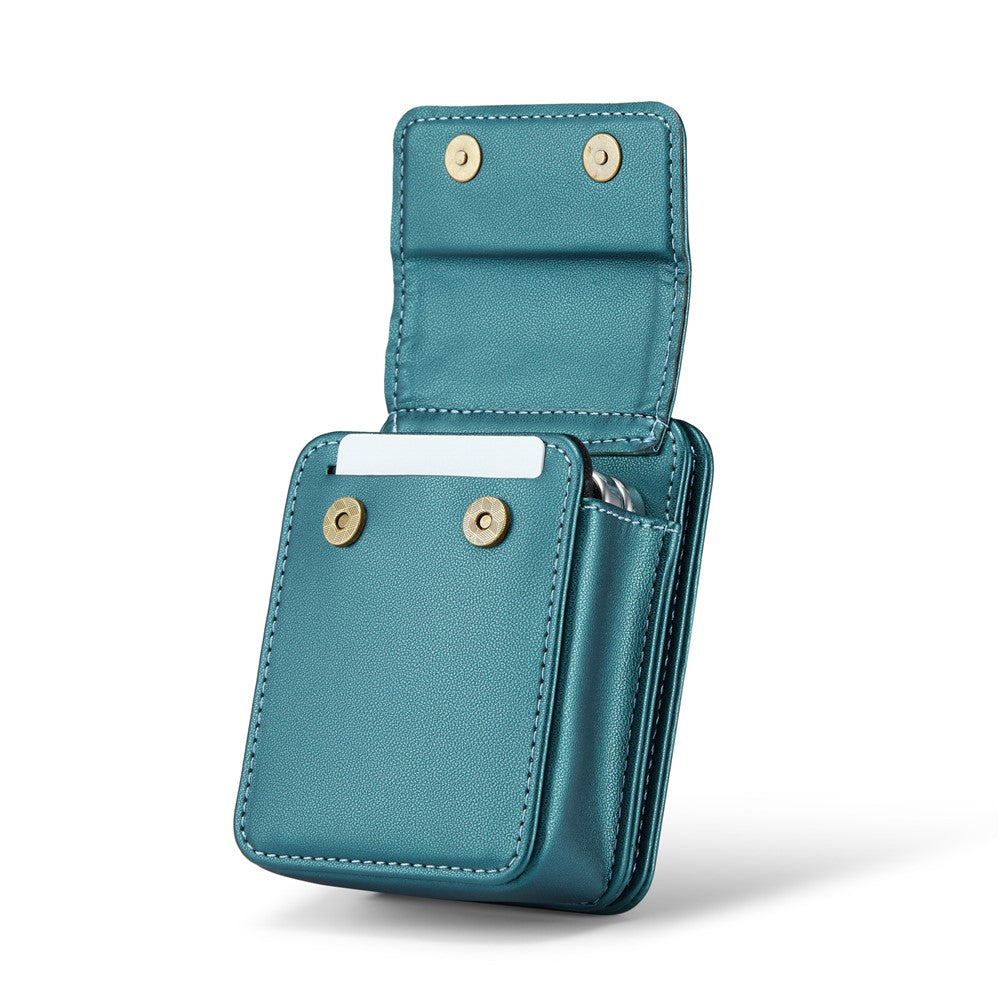 For Samsung Galaxy Z Flip7 FE 5G / Z Flip7 5G / Z Flip6 5G / Z Flip5 5G Leather Mobile Phone Bag RFID Blocking Wallet Pouch with Strap - Green