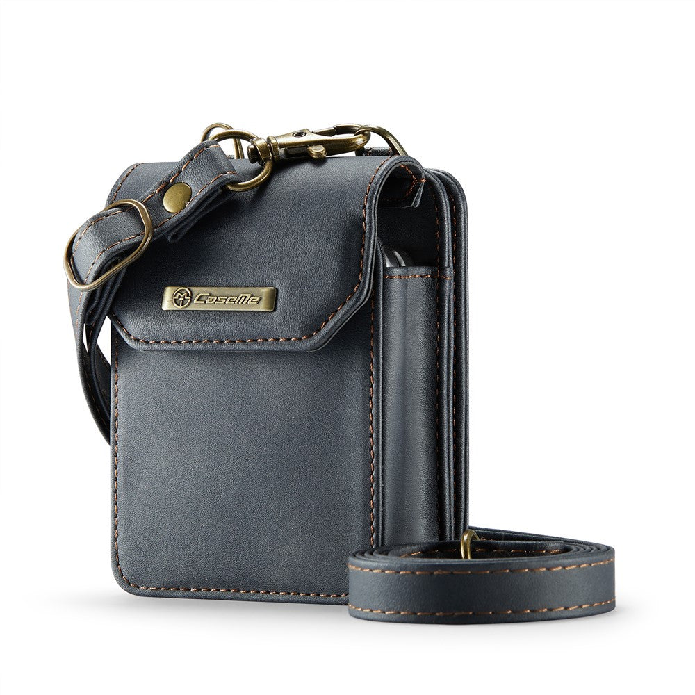 For Samsung Galaxy Z Flip7 FE 5G / Z Flip7 5G / Z Flip6 5G / Z Flip5 5G Phone Pouch with Strap RFID Blocking Leather Wallet Phone Case - Black